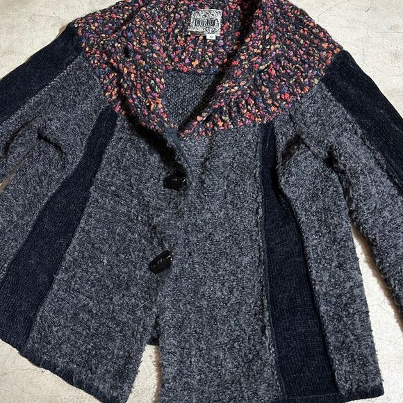 Curio Y2K Shag Boucle Cardigan Sweater Jacket Womens Size Medium Wool Blend - Picture 7 of 9